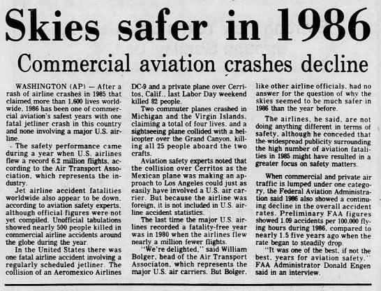 Skies safer in 1986